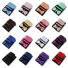Mens Tie Bow Tie Pocket Square Cufflink Wedding Business Boxed Set
