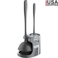 Toilet Brush  Plunger Set Heavy Duty Cleaner Compact Storage Bathroom Tool New