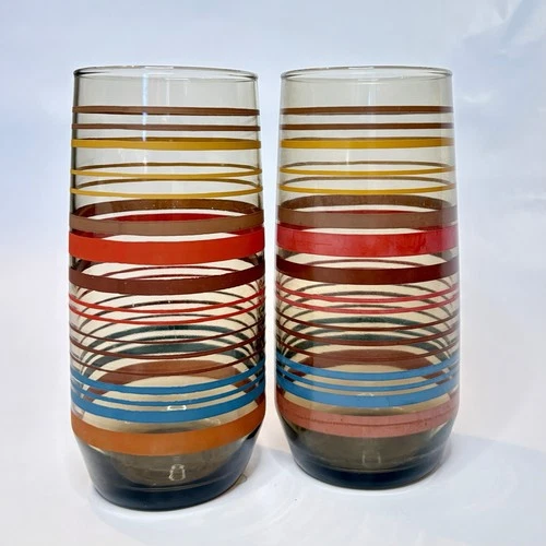 Anchor Hocking Juice Glasses Tumblers Vintage Smoked Glass Set of 2