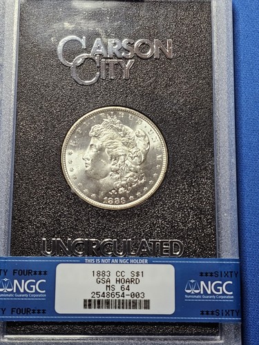 1883-CC $1 NGC/GSA HOARD MS 64 Morgan Silver Dollar Box, COA