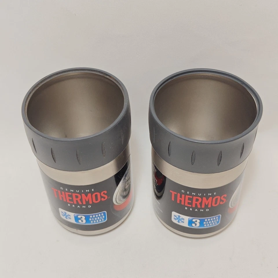 2 termos de 12 oz. Aislador aislante de latas de bebidas de acero inoxidable - plateado/gris Foto 2 de 4