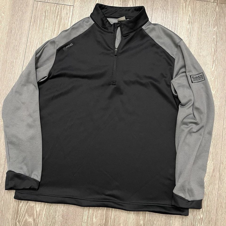 Мужской пуловер Ping очень большой черный серый куртка на молнии 1/4 для гольфа для взрослых - Изображение 2 из 4