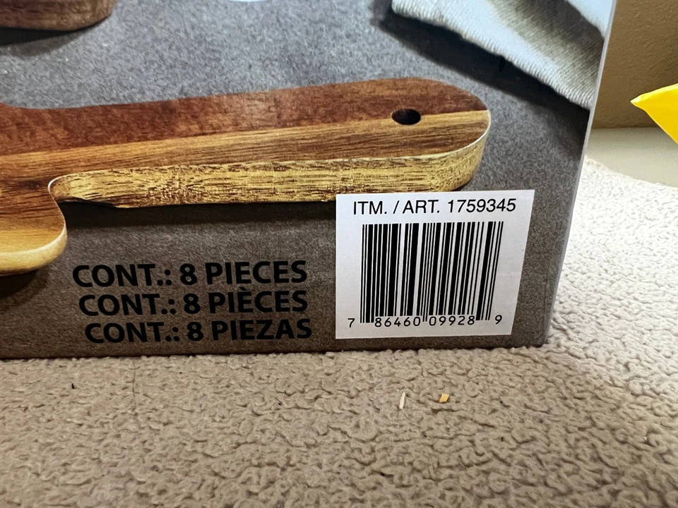 Home Essentials Serving Set 8 Pieces 2 Acacia Serving Boards with 6 Glass Bowls - Image 4 of 4