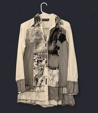 Tango Mango Collection Art-to-Wear Patchwork Embellished Tunic Shirt Small