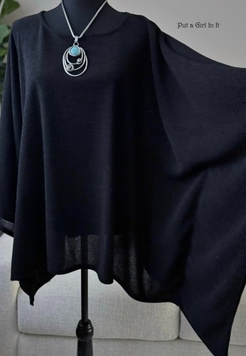 USA New PLUS SIZE Womens OVERSIZED BLACK BOXY WING BOHO TUNIC SHIRT ONE SIZE - Bild 3 von 4