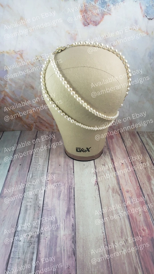 Handmade 1920s Flapper Headdress Wedding Pearl Headpiece Bridal Great Gatsby  - Image 4 of 4