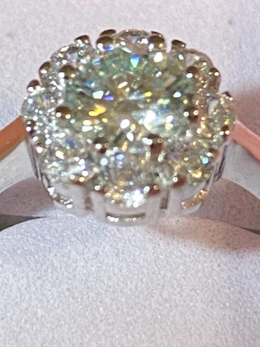 1.33Ct VS1- White Round Moissanite  Ring 925 Silver Sz-7