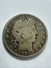 1907-P Barber Half Dollar 90% Silver