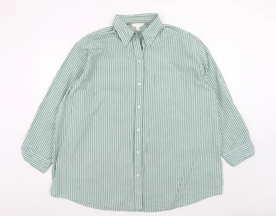 H&M Men's Green Striped Long Sleeve Cotton Dress Shirt Size S - Image 1 of 4