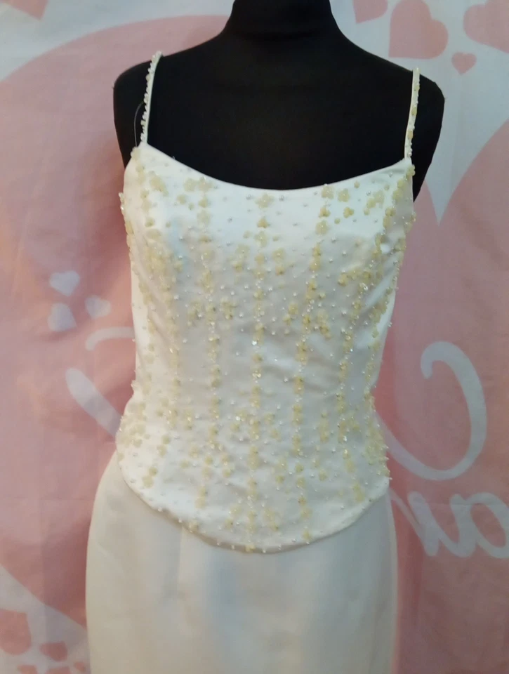 Wedding dress size 12 ivory satin Benjamin Roberts, see measurement chart, A - Image 2 of 4