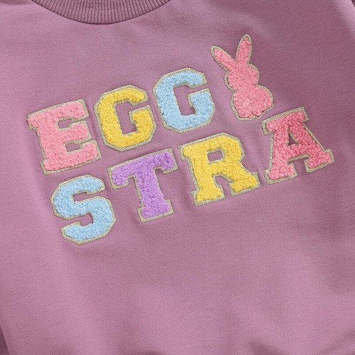 Toddler Baby Girl Easter Outfit Embroidery Bunny Sweatshirt Top Long Sleeve S... - Picture 6 of 7
