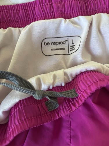 Be Inspired Pink/Gray Athletic Running Shorts Women's Size L - Picture 2 of 4