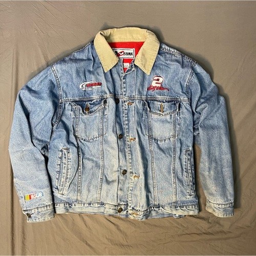 Vintage Chase Authentics Penske Racing Nascar Rusty Wallace Jeansjacke Large - Bild 1 von 10