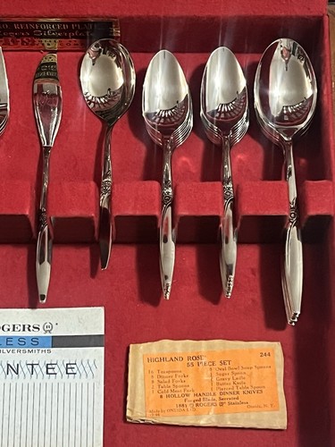 VERKAUFT!    Neu Vintage Besteck Oneida, Highland Rose 1881 55-teiliges Gedeck für 8 - Bild 18 von 20