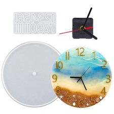 Resin Clock Molds,10''/14'' Roman Numerals Clock Silicone Mold with Mechanism...