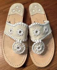 Jack Rogers Women's Jacks Flat Sandal Ivory White Size 6 M US