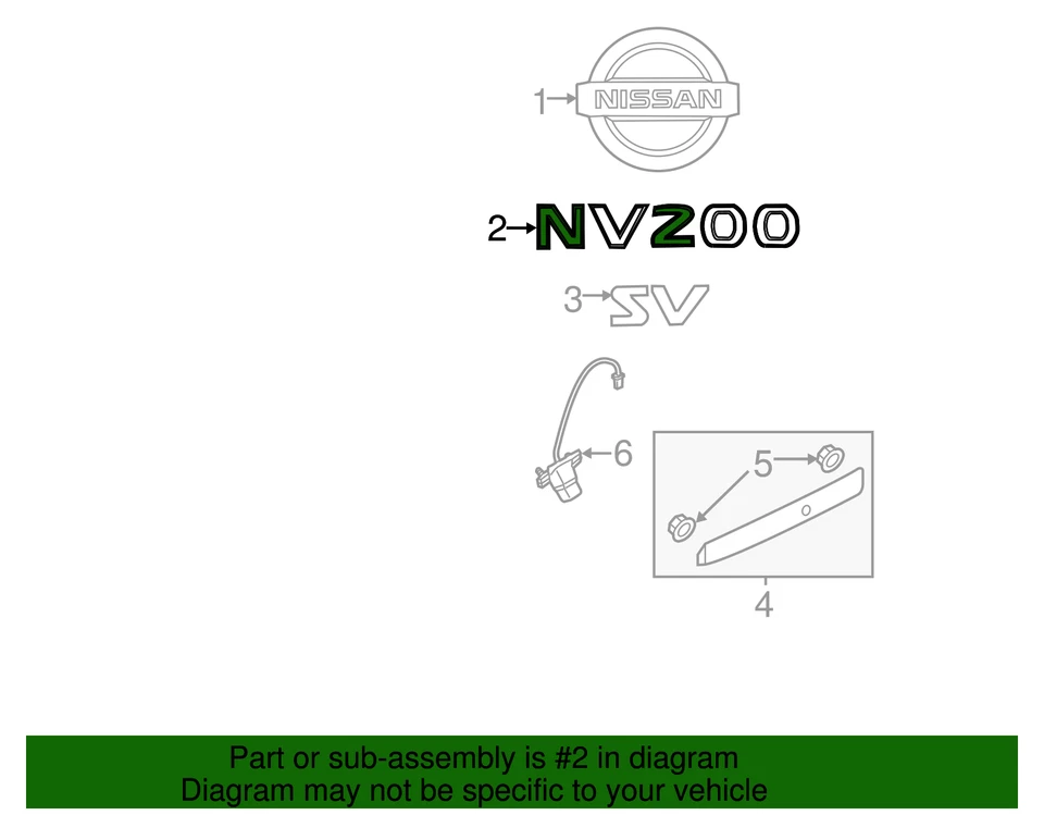 Nissan NV200 2013-2021 genuino - placa de identificación 90895-JX50A Foto 2 de 2