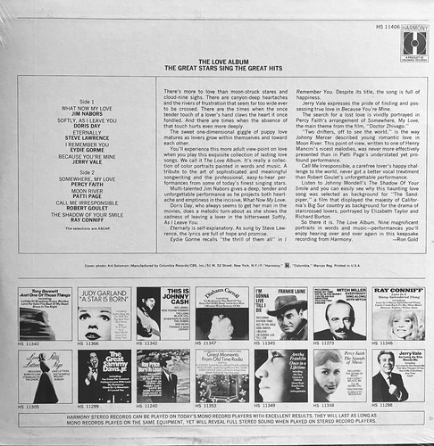 SEALED! The Love Album Vinyl LP Mint Doris Day Patti Page Jerry Vale Eydie Gorme - Picture 2 of 3