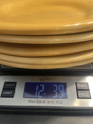 Set of 5 Pottery Barn Sausalito Amber Yellow Wide Rim Dinner Plates 12” - Picture 12 of 14