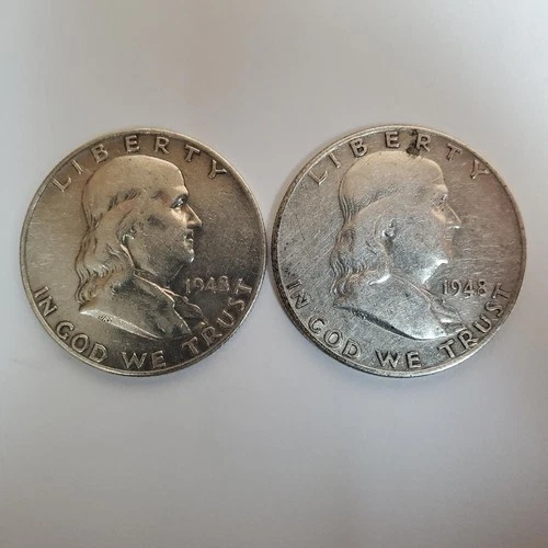 1948 P&D Franklin Half Dollars 90% SILVER (2 Coin Set) ***Exact Coins*** #00-47