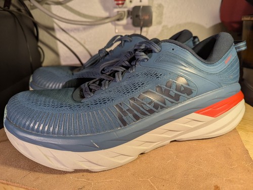 HOKA One One Bondi 7 Sneakers Running Shoes Blue Sz 10 Walking Workout Athletic