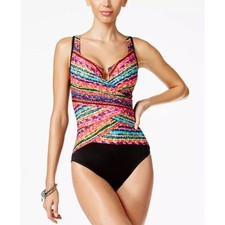 Miraclesuit Escape One Piece Swimsuit Night Lights Womens Size 8 Tummy Control