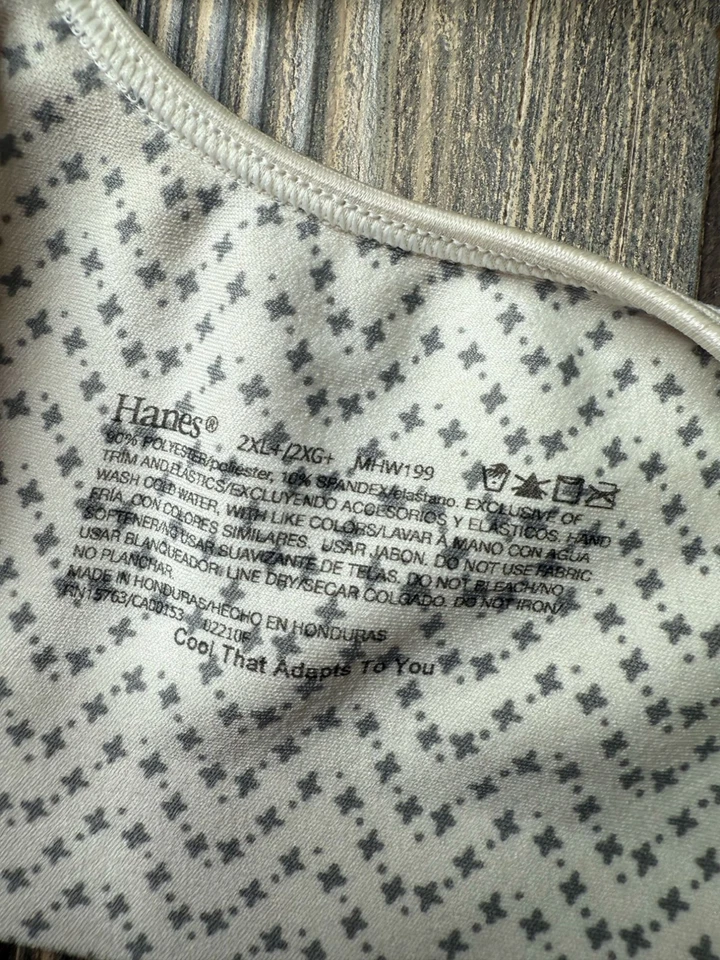 Sujetador Hanes 2XL Copa Suave Blanco/Gris Estampado Geométrico Correas Ajustables Foto 2 de 4