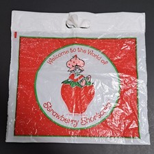 Vintage 1983 World of Strawberry Shortcake Plastic Shopping Tote Bag 15x16 Sack