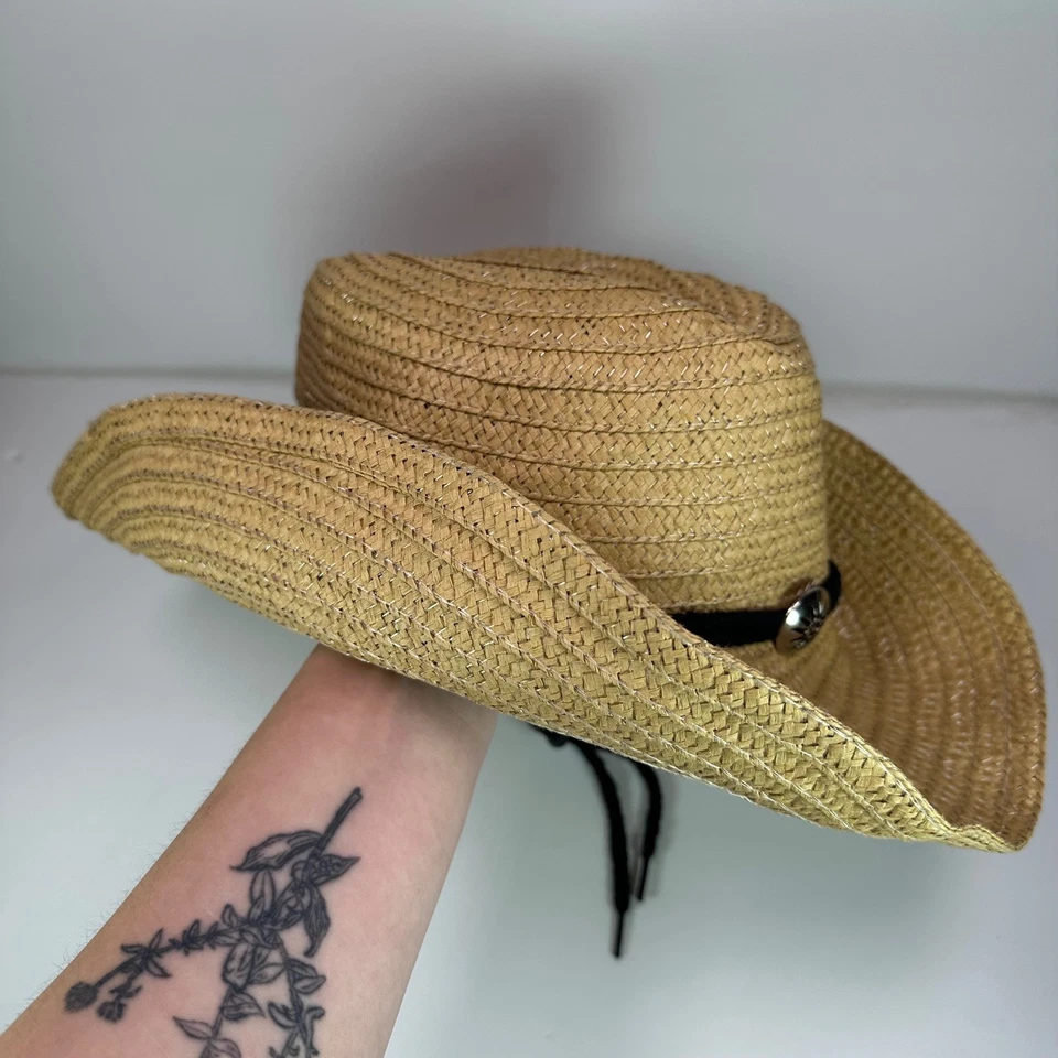 Sombrero de vaquero de paja con cordón negro y acento plateado Sun Burst Foto 2 de 4