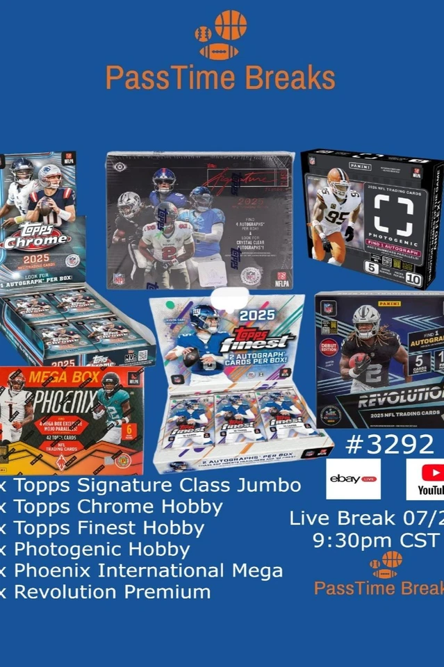 2025 TOPPS SIGNATURE CLASS FINEST CHROME FOOTBALL - 6x Box Hobby BREAK 329