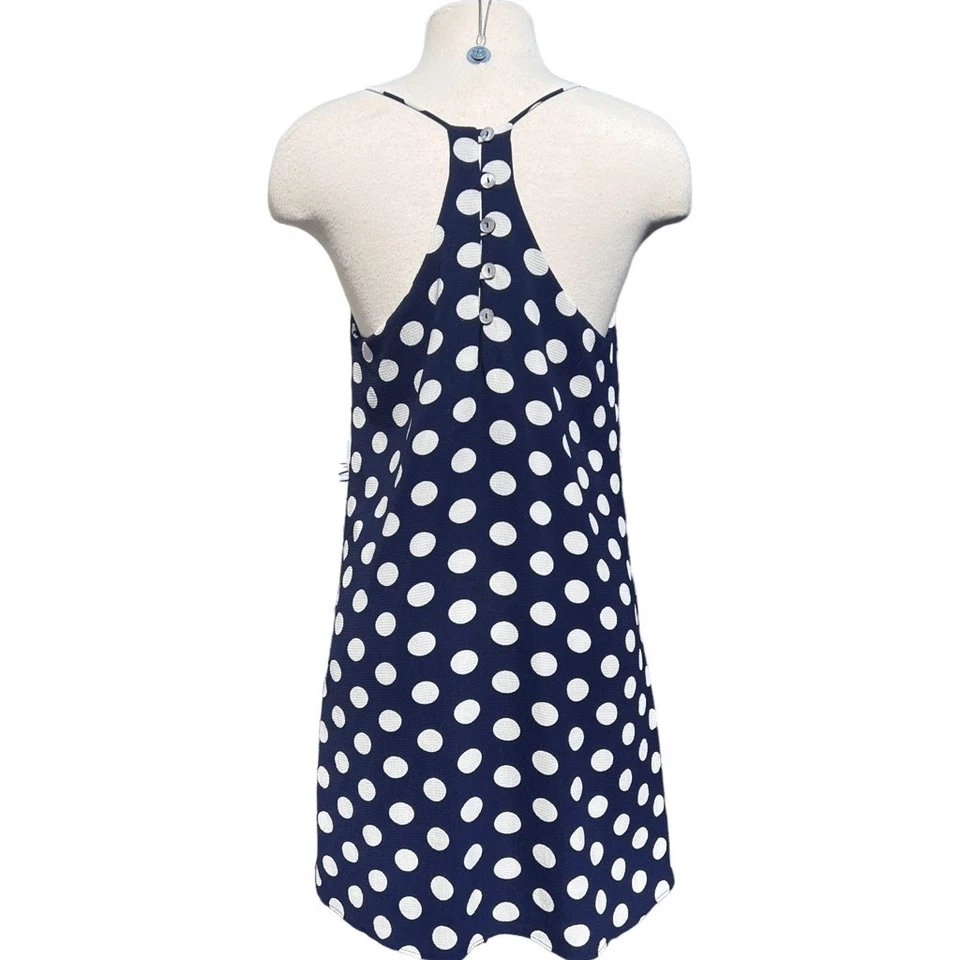 Vestido recto Lucy Love para mujer talla mediana azul marino a lunares con volantes espalda deportiva nuevo con etiquetas Foto 4 de 4