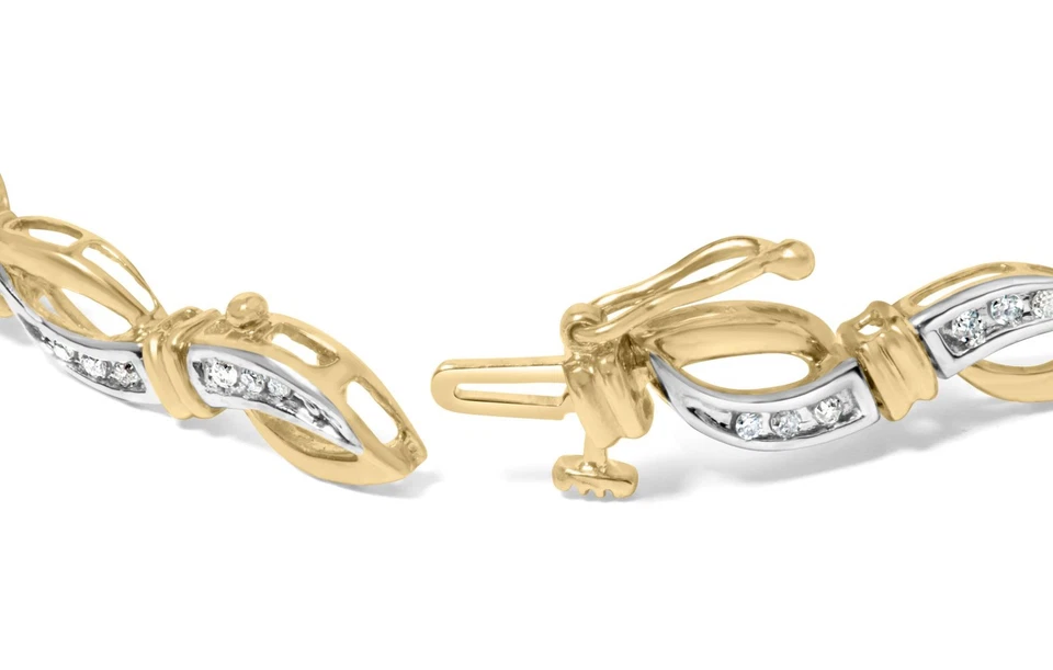 10K Yellow and White Gold 1/2 Cttw Channel Diamond Tennis Bracelet (H-I, I1-I2) - Image 2 of 4