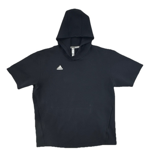 Adidas Black Sweatshirt Pocket Pullover Hoodie Short Sleeve Mens Size Large