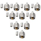 10 PCS UHF PL-259 Male Crimp Connectors for RG142 LMR195 Type Coax Cable Adapter