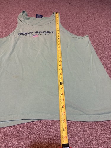 Camiseta sin mangas vintage de los años 90 Polo Sport Ralph Lauren verde de verano (manchas) - Imagen 5 de 14