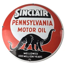 Vintage Sinclair Gasoline Sign - Porcelain Service Gas Pump Sign