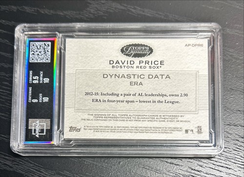 2016 Topps Dynasty DAVID PRICE #AP-DPR2 Patch AUTO Autograph /5 ARENA 9.5 MINT - Picture 2 of 2
