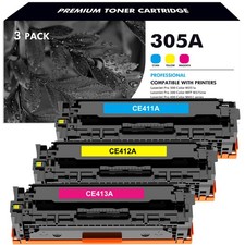 3PK Toner Compatible With HP 305A CE410A Set Laserjet Pro 400 M451dn MFP M475dn