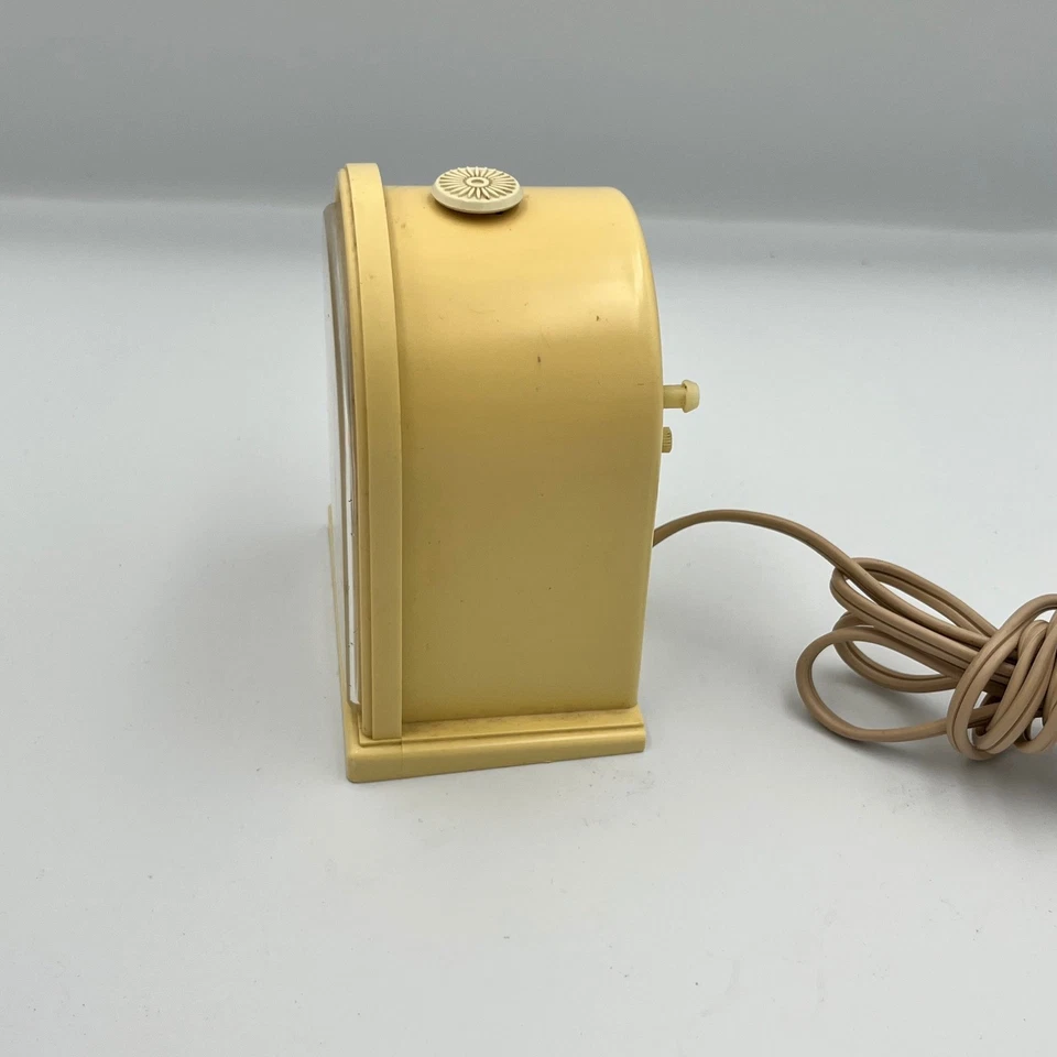 Винтажный Timex электрический будильник ретро цветочный кремовый желтый рабочий - Изображение 4 из 4