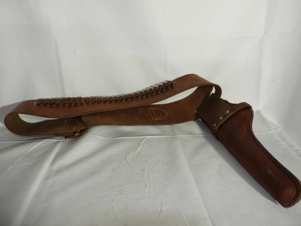 Hunter Leather Gun Belt & Holster Set 158-Med Belt & 1100 26 Holster Western - Image 4 of 4
