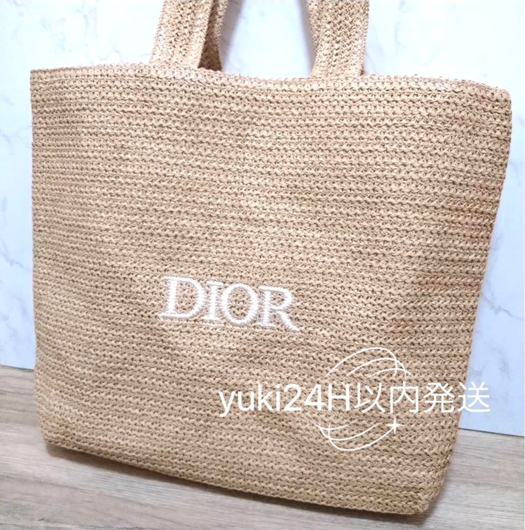最新　DIOR ノベルティストローロゴ刺繍トートバッグ2025年ラスト1点 最新❣️DIORノベルティトート バッグストロー刺繍2025年サマー