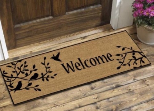 WELCOME BIRD DOORMAT DOOR MAT OUTDOOR ENTRANCE FRONT RUG 90X45CM