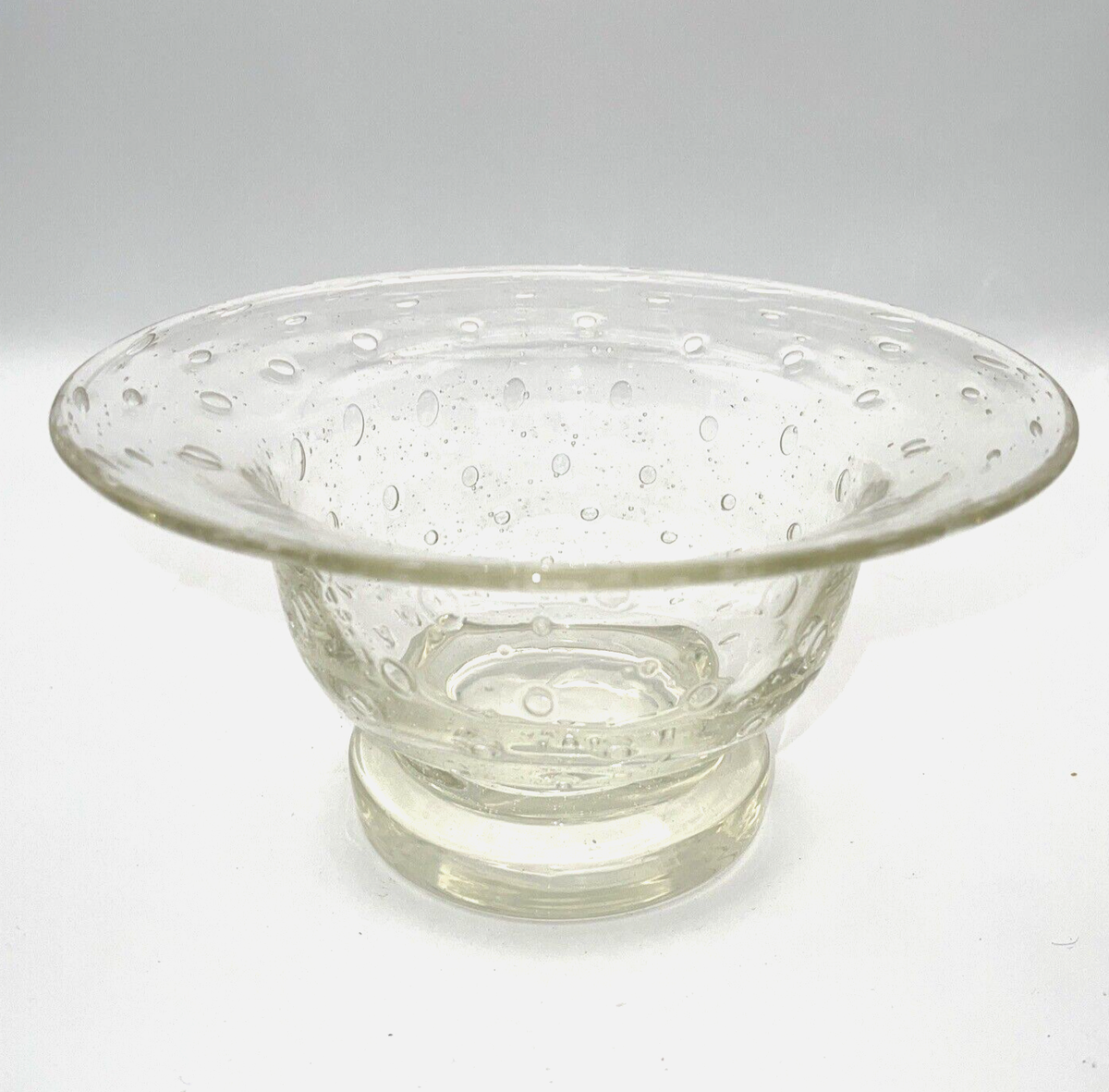 11 Hand Crafted Glass Silver Accent Salad Or Serving Bowl 11 Hand Crafted Glass Silver Accent Salad Or Serving Bowl