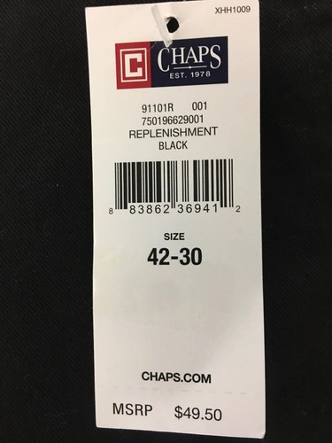 Chaps True American Chino Pants 42 X 30 Classic Flat Replenishment Black $50 - Picture 5 of 12
