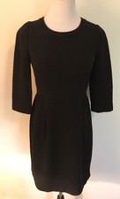 J Crew  Size 6 Dress Teddie 100% Wool  3/4 Sleeves Black NWOT