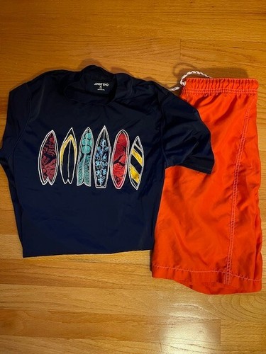 Lands End Boys Swim Set Rash Guard Trunks Lot of 4 Size XL 18 20 S Slim - Picture 8 of 13