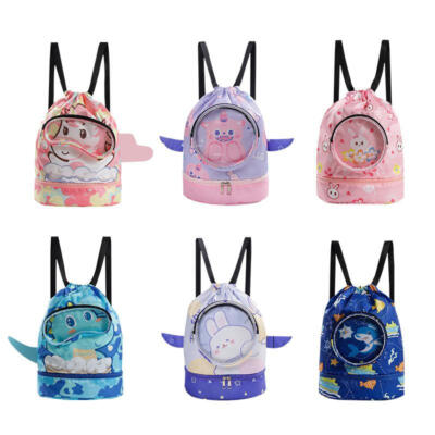 #ad Swim Bag Cartoon Pool Bag For Kids Wet And Dry Separation Drawstring Beach Bag