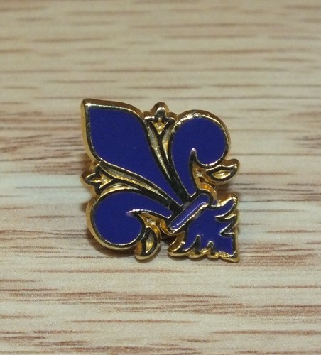 Purple & Gold Tone Collectible Fleur De Lis Pin / Pinback / Lapel **READ**  - Bild 1 von 4