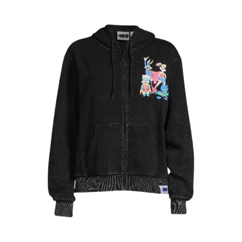 Looney Tunes DC Comics Womens Full Zip Up Hoodie Juniors Size M Black Wash NWT - Picture 6 of 15