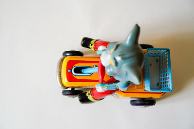 Tom & Jerry 60s Hand Car Vintage Rare Japan Tin Toy by